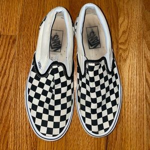 Size 7.5 black and white checkered vans